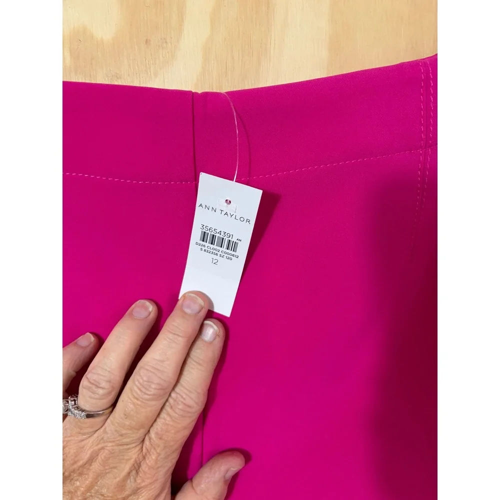 Ann Taylor Magenta Pink Wide Leg Crop Pants Womens 12 NWT business Careerwear - Picture 9 of 9